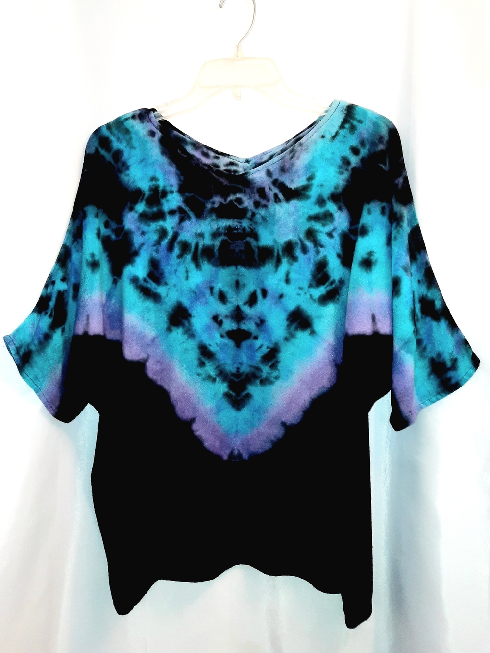 Original 1970s Carole Dolighan Tie-Dye V-Neck Short Sleeve Top Womens MD